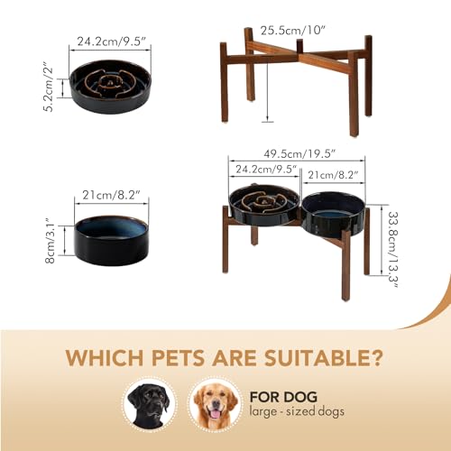 Havniva Raised Slow Feeder Dog Bowls, Elevated Dog Bowls Slow Feeder Set - color: 2 x Starry Sky + Stand - A, size: XL- 9.5inch / 3.2 Cups