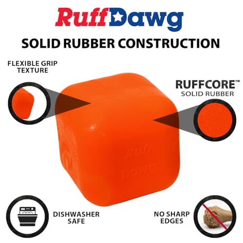 Ruff Dawg Cube Medium 2.5 Indestructible Dog Toy, Yellow – Heavy-Duty Rubber Fetch & Chew Toy for Aggressive Chewers – Erratic Bounce, Floats, BPA & Latex Free – Made in USA - color: Yellow, size: MD 2.5