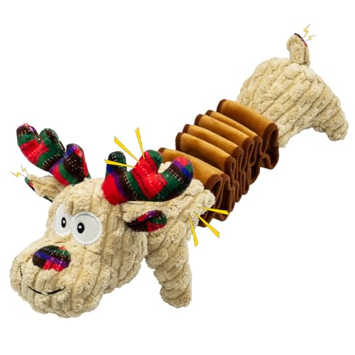 Christmas Squeaky Pet Gift Crinkle Dog Toys Deer - style: Christmas Deer Pulling Belt