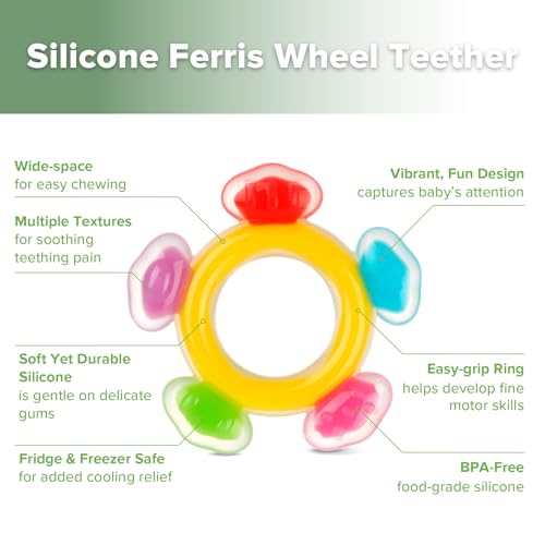 Haakaa Silicone Ferris Wheel Teether, Freezable Teething Ring for Babies