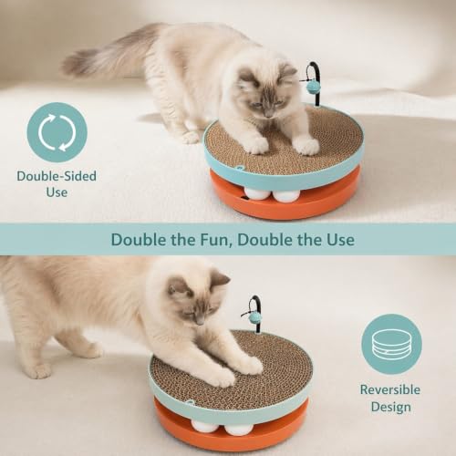 Interactive Cat Ball Track Toy Cat Scratcher (Orange) - color: Orange