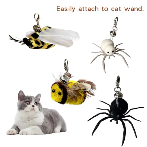 Cat Toy Insects Refills, Feather Wand Replacement Insects, Kitten Interactive Toys (4PCS) - color: 4PCS