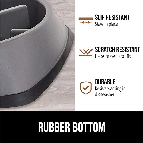 GORILLA GRIP® Patented Slow Feeder Dog and Cat Bowl, BPA Free, 4 Cup Gray - color: Gray, size: 4 Cup