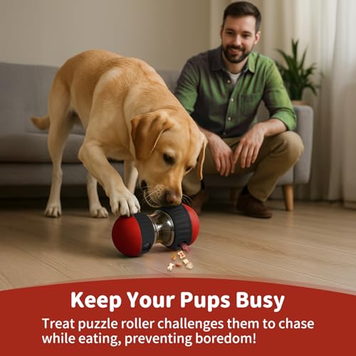 Interactive Dog Treat Puzzle Toys Food Dispensing Enrichment - color: Red