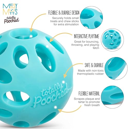 Messy Mutts Totally Pooched Huff n Puff Ball, 3.1 Inch, Puzzle, Teal - color: Teal