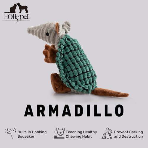 Hollypet Armadillo Squeaky Puppy Dog Toys for Small Medium Dogs, 8" - color: Deep Green, size: 8 IN
