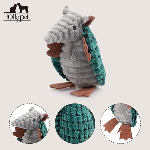 Hollypet Armadillo Squeaky Puppy Dog Toys for Small Medium Dogs, 6" - color: Deep Green, size: 6 IN