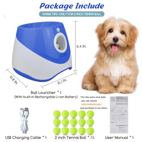 SOCO Automatic Ball Launcher for Dogs, 15 2-Inch Balls, Blue - color: Blue-15 balls