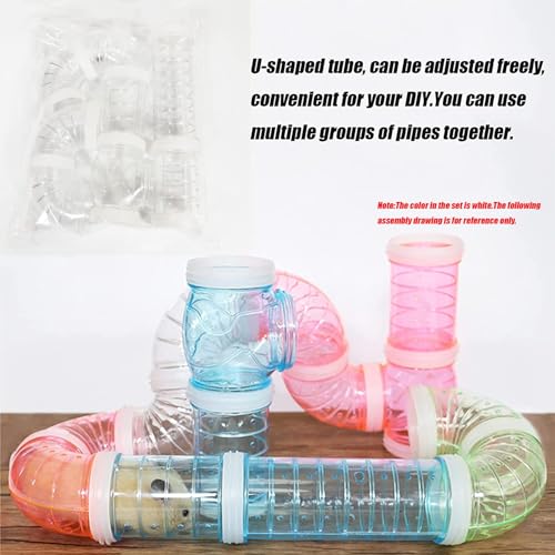 Hamster Tunnel Tubes DIY Toys Cage Accessories for Dwarf Gerbils - color: Transparent