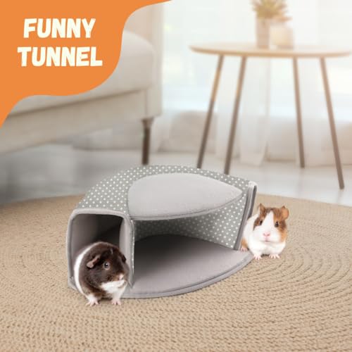 Guinea Pig Hideout, Interactive Guinea Pig Tunnel Bed, Washable - color: Taupe Polka Dot