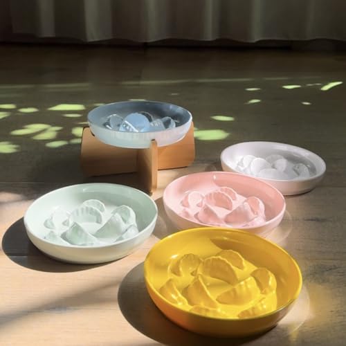 Slow Feeder Cat Bowl with Stand - Unbreakable Elevated Slow Feeder Bowl for Cats - Melamine Puzzle Raised Cat Food Bowl - Whisker Friendly & Wet & Dry Food- Dishwasher Safe & Non Slip (Green - color: Green