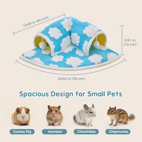 Avont Guinea Pig Tunnel Bed, Washable Hideout for Small Pets - color: Cloud