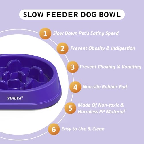YINEYA Anti-Choking Slow Feeder Dog Bowls Small Size Dog, Slow Feeder Cat Bowl, Supplies and Puzzle for Pet - color: I - Purple, size: Small