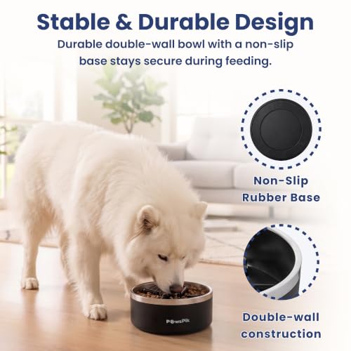 PawsPik Stainless Steel Double Wall Slow-Feed Puzzle Dog Bowl, 64-oz, Black - color: Eclipse Shadow Black