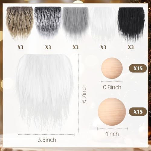 Tudomro 45 Pcs Halloween Gnome Beards Nose for Crafting Gray, White - color: Gray, White