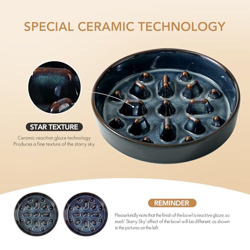 Havniva Raised Slow Feeder Dog Bowls, Elevated Dog Bowls Slow Feeder Set - color: 2 x Starry Sky + Stand - C, size: L- 8.2inch / 1.6 Cups
