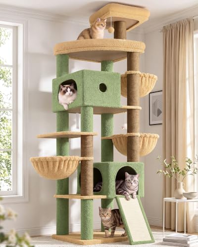 Globlazer Cactus Extra Tall Cat Tree for Large Cats, Heavy Duty Tower, F83C - color: Green