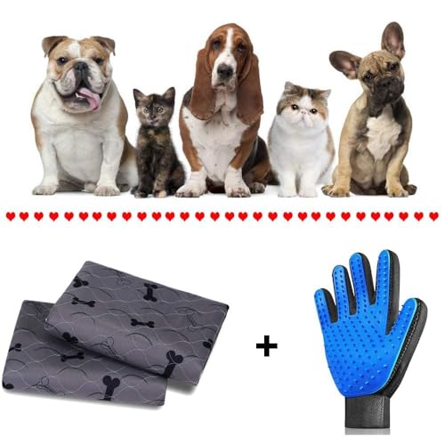 Washable Dog Pee Pads with Free Grooming Gloves,Non Slip Dog Mats with Great Urine Absorption,Reusable Puppy Pee Pads for Whelping,Potty,Training,Playpen - size: 24x48 Inch (Pack of 2)