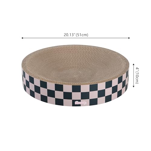 CSR1010C Nelson 20.13" Modern Cardboard Round Bowl Cat Scratcher with Catnip, Peony - color: Dark Teal/Light Pink