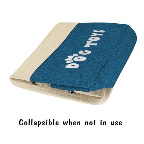 PET ARTIST Dog Toy Basket, Large Collapsible, Navy Blue, L:15"x13"x12" - color: Navy Blue, size: L:15"x13"x12"