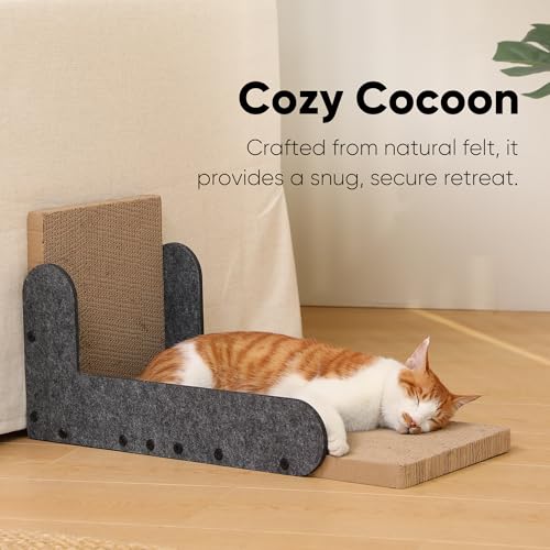 FUKUMARU Cat Scratcher for Indoor Cats, 26.8 Inch L Shaped Cat Scratch Pad - color: Grey