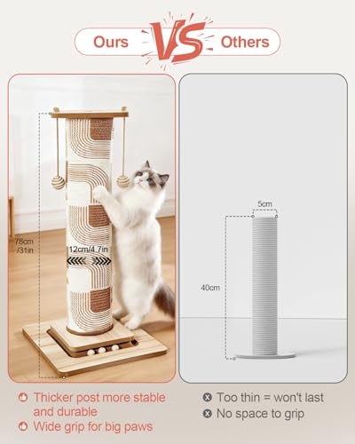 Odoland 31" Tall Large Cat Scratching Post with Replaceable Scratcher Pad - color: Geometry