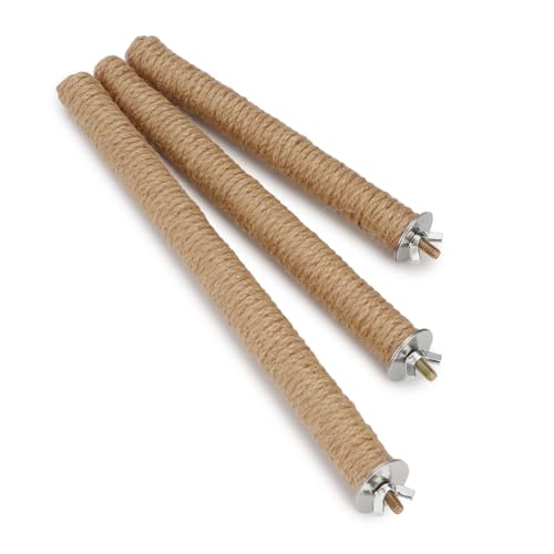 Hypeety Bird Perch Stand Natural Wood Parrot Hemp Rope Perch, 11.81''/30cm