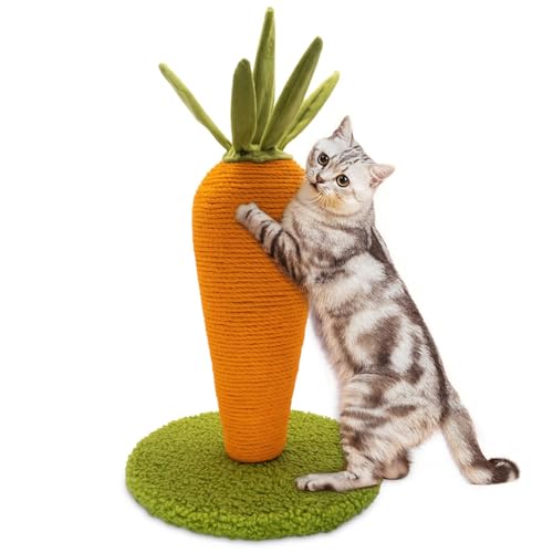 AUSCAT Cat Scratching Post, Cute Carrot Scratching Post, Nature Sisal Cat Scratcher for Indoor Cats and Kittens - color: Carrot