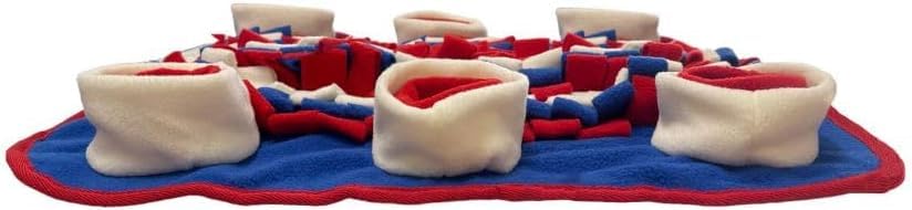 Interactive Dog Snuffle Mat for Mental Stimulation and Enrichment for Dogs Pigs Rabbits Cats and Other Pets (Red White & Blue)