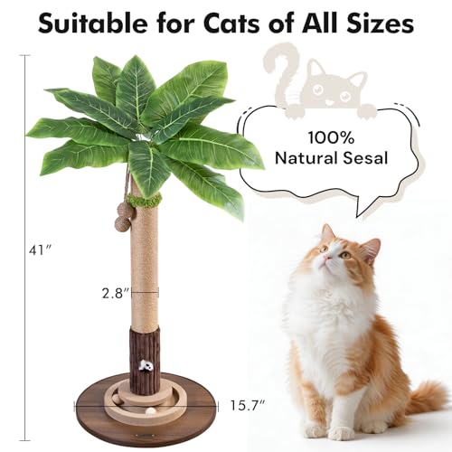 Woochpet 35"Cat Scratching Posts For Indoor Cat,Cat Scratcher With Cat Toys - color: Brown