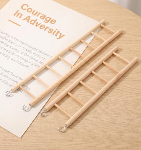 2 Pack Bird Ladder, Bird Cage Ladder Wooden 36 cm & 28 cm