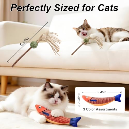 Autumn Knife Fish Cat Toy, 4 Pack Catnip Toys