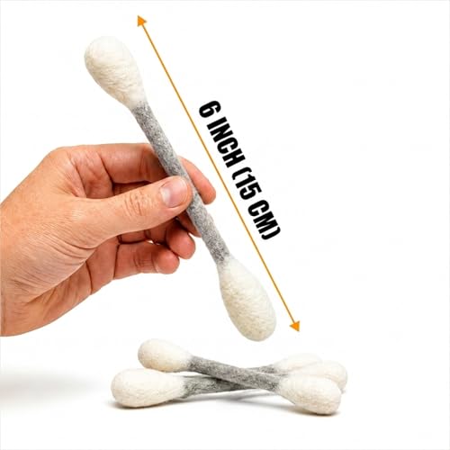Glaciart One Swabs Cat Toys with Catnip - 6 Pk | Durable for Chew, Cute Cat Toys Interactive Kitty for Boredom, Exercise, & Play | Filled w/Organic Catnip for Anxiety & as Digestive Aid | Gift Idea - color: Grey Swabs, size: Regular