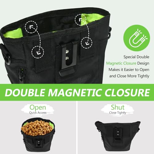 kissleaf Dog Treat Pouch, Magnetic Closure, Dog Clicker- Black - color: Black