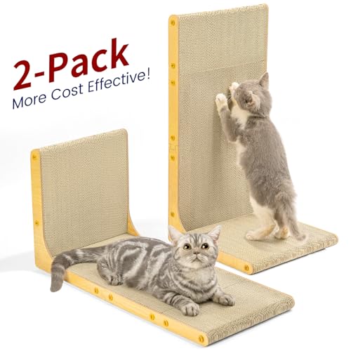 Conlun Cardboard Cat Scratcher, 23" L-Shaped Scratch Pad - size: 23" 2-Pack