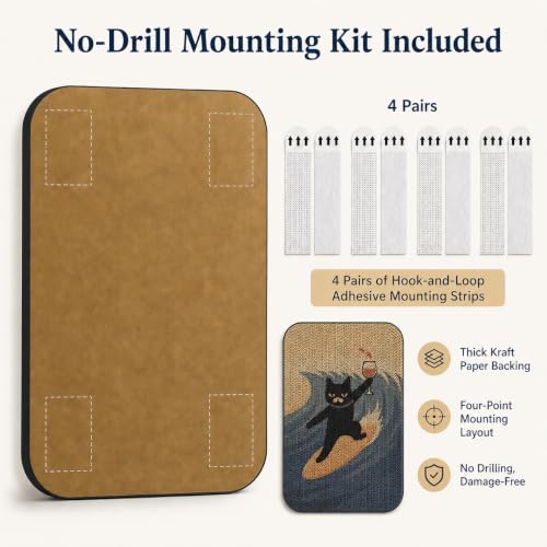 Cat Wall Scratcher, Art Cat Scratching Board for Indoor Cats - color: SurfingCat 1