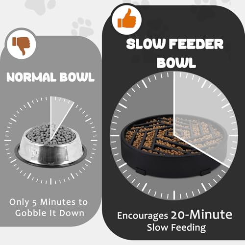 WHIPPY Slow Feeder Dog Bowl, Puzzle Maze Design to Slow Down Eating, 3-Cup Capacity, Anti-Gulping Food Bowl for Medium & Large Dogs,Black - color: black
