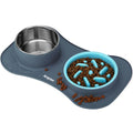 Slow Feeder Dog Bowls 3 in 1 Stainless Steel Food Water Bowl to Slow Eating - color: Light Grey, size: Small ＆ Medium Breed