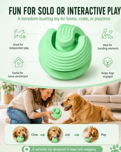 Dog Ball for Aggressive Chewers, Natural Rubber Durable Treat Dispensing Dog Toy Ball with Peanut Butter Grooves, Interactive Dog Food Ball for Medium Large Dogs,Green - color: Green