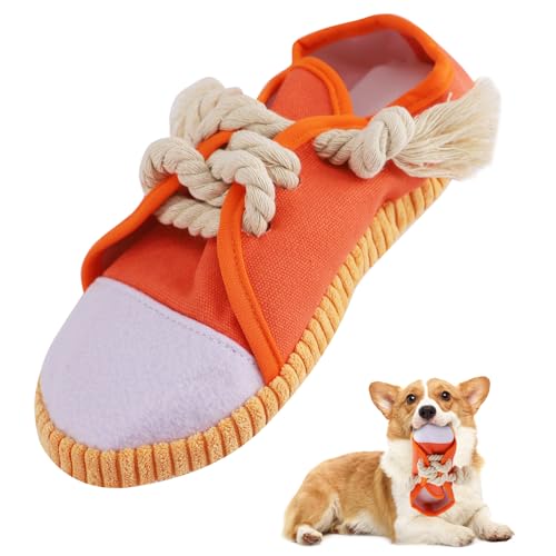 vocheer Durable Dog Chew Toy, Interactive Squeaky Shoe Toy, Orange - color: Orange