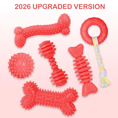 Puppy Toys, 6 Pack Dog Chew Toys, Teething Toys for Small Dogs, Red - color: Red, size: Small（6Pack）