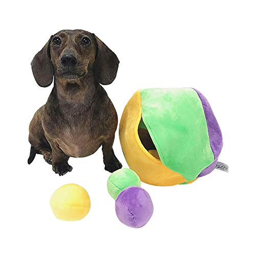 Midlee Hide a Ball Puzzle Dog Toy with 10 Plush Squeaker Balls (Small) - size: Small