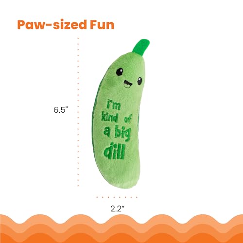 Catstages Crunchy Pickle Kicker Cat Toy – Plush Crinkle Toy with Catnip and Dental Mesh, 6.5" (Pack of 2)