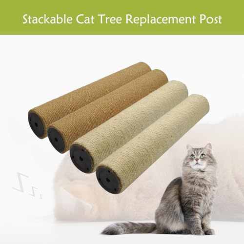 2 Pcs Cat Scratching Post Replacement for Indoor 15.7 x 3.1 Inches Cats Tree Replacement Parts Natural Sisal Cat Scratch Posts Refill Pole Part with M8 Screws Spare Cat Furniture Accessories - color: 【2 Pcs+White 】