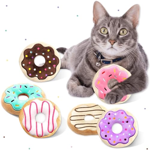 CiyvoLyeen Plush Donut Catnip Toys for Indoor Cats 6 Pack - color: Donut - 6Pcs