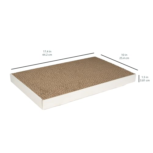 Amazon Basics Corrugated Cardboard Cat Scratcher, Scratching Board, Reversible, 17.4" x 10", White, 4-Pack