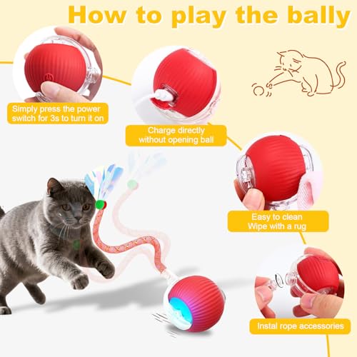 2-Pack Interactive Cat Toys Ball - color: RedGreen-1