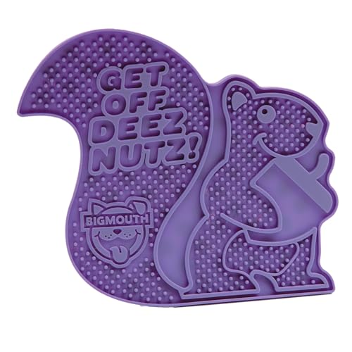 BigMouth Go Nuts Silicone Lick Mat for Dogs and Cats, Slow Feeder Enrichment Pad, Dishwasher Safe Anxiety Relief Toy - style: Funny Squirrel