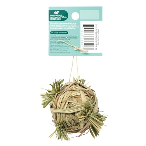 Oxbow Crazy Hay Ball, Rabbit & Guinea Pig Toys, Bunny Enrichment Toys - color: Khaki / Brown, size: .06 LB