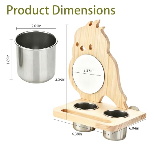 Parrot Bird Perch with Mirror and Stainless Steel Feeding Cups - color: D